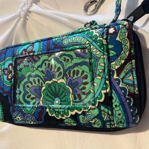 Vera Bradley Blue Rhapsody Navy Green Purple Paisley Wallet Wristlet